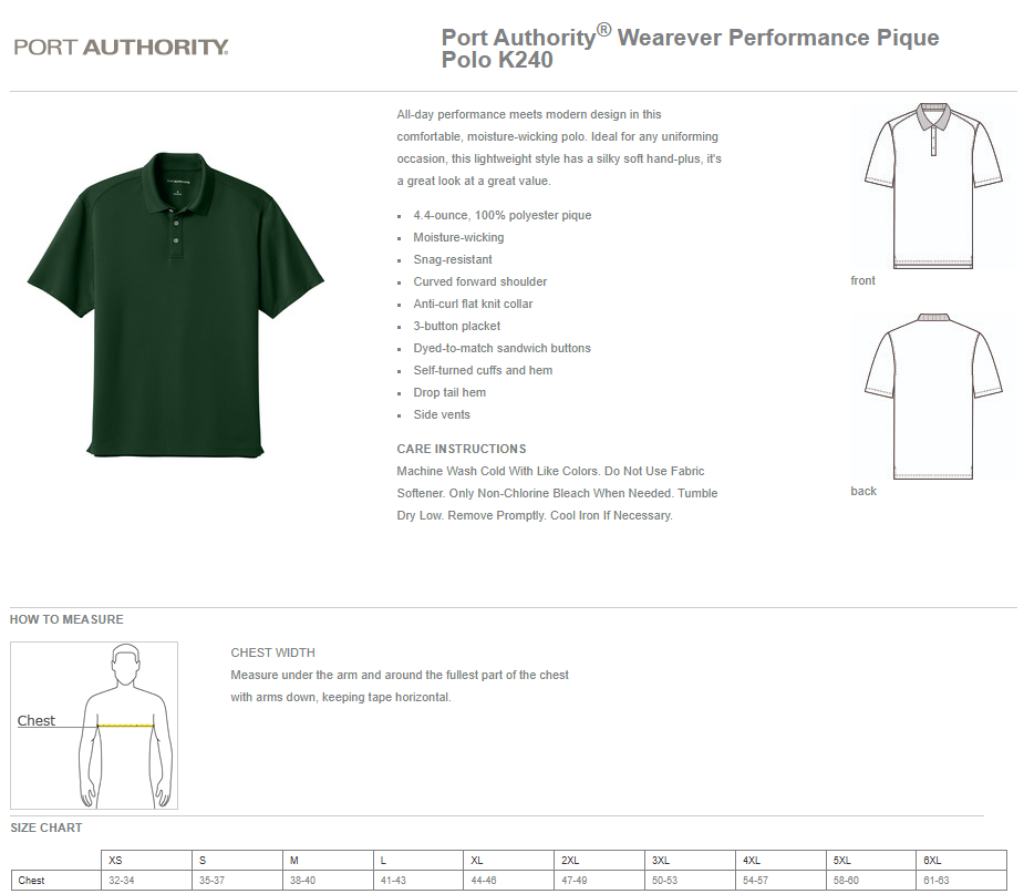 Port Authority® Wearever Performance Pique Polo