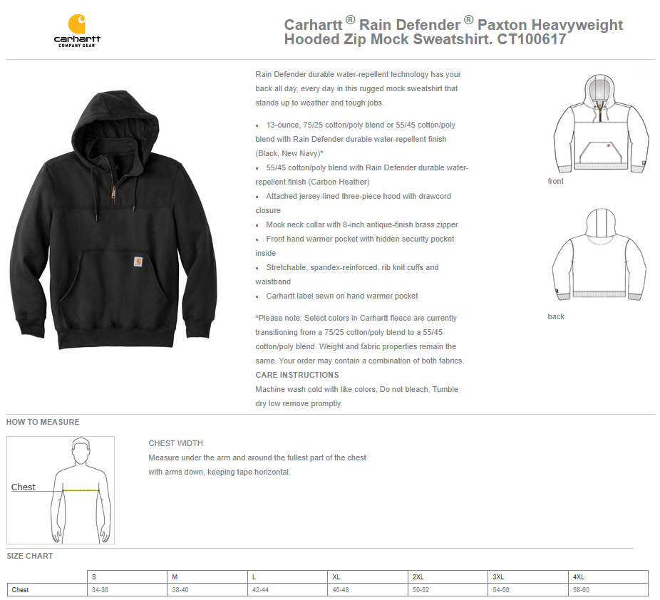 Carhartt ® Rain Defender ® Paxton Heavyweight Hooded Zip Mock Sweatshirt