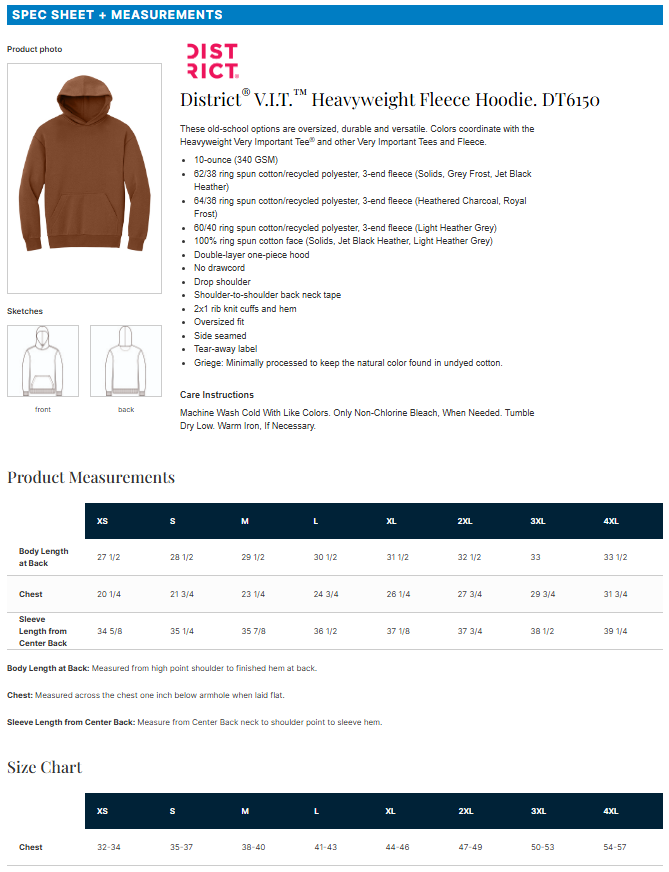 District V.I.T. Heavyweight Fleece Hoodie - SG