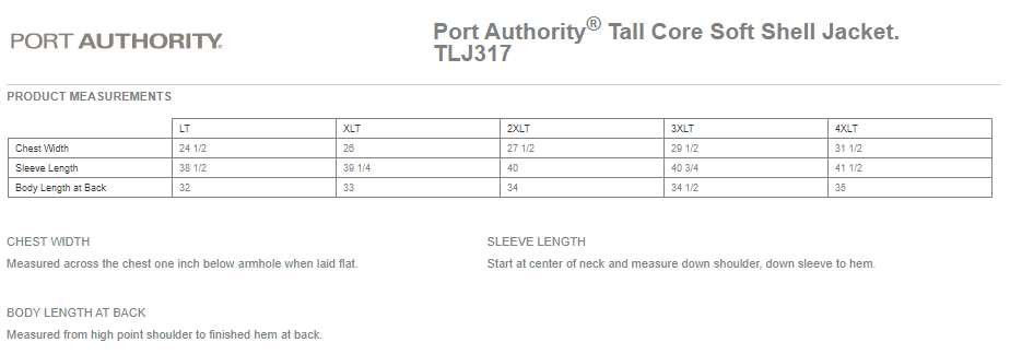 Port Authority® Tall Core Soft Shell Jacket - NWGF